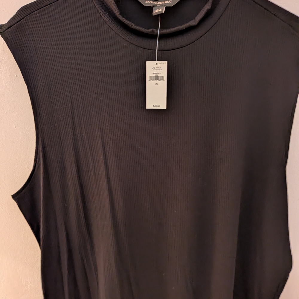 BANANA REPUBLIC Women's Black Sleeveless Mock Turtleneck | XL